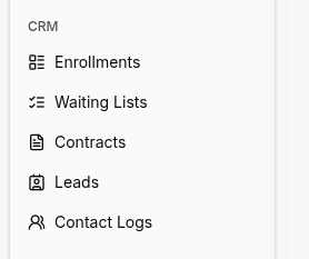 Admin CRM sidebar